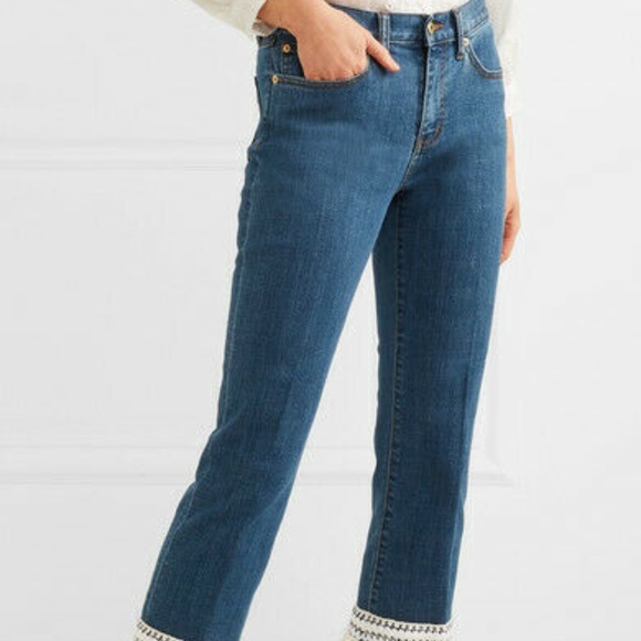 Tory Burch Connor Jeans Cropped Fringe - Picture 7 of 8